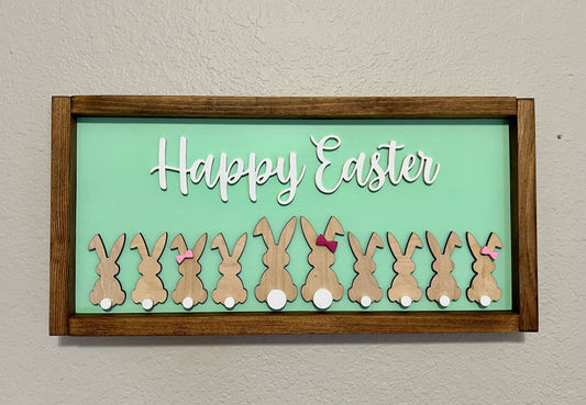 Happy Easter family bunny sign