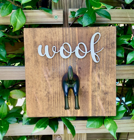 Woof dog leash hanger with hook