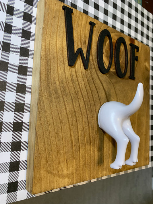 Woof dog leash hanger with hook