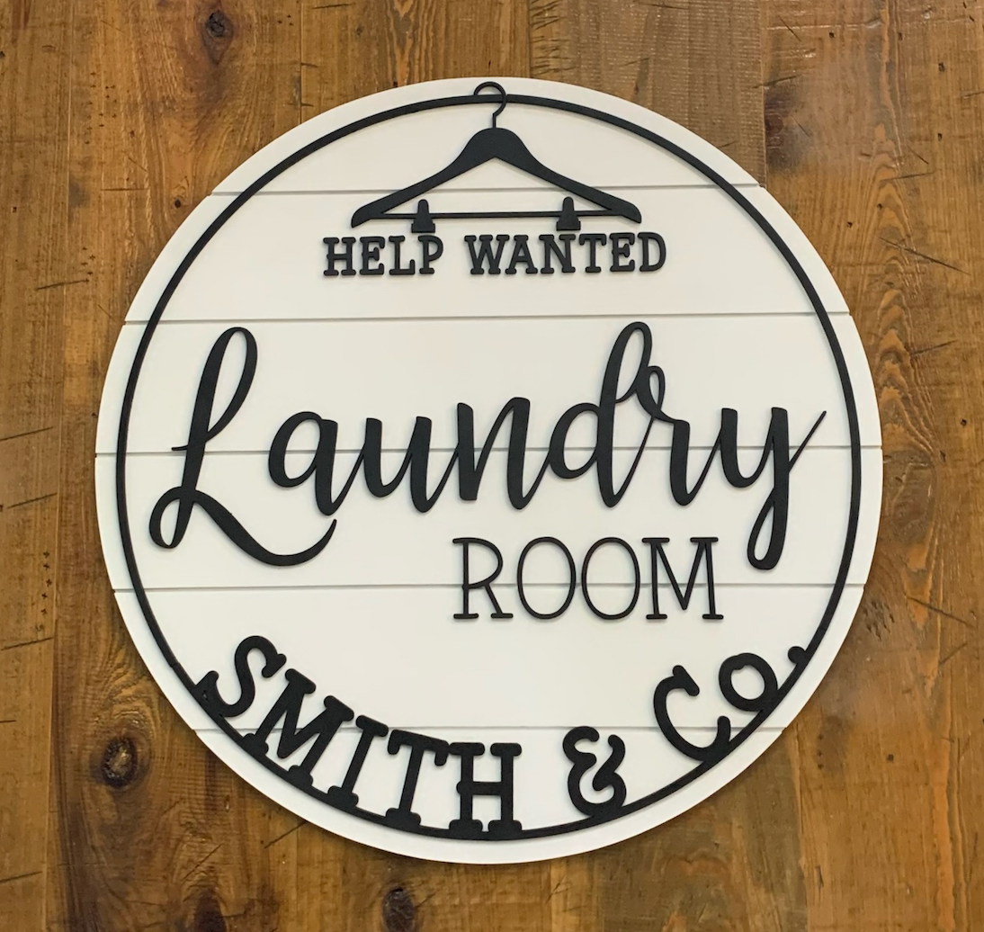 Shiplap Round Laundry Sign